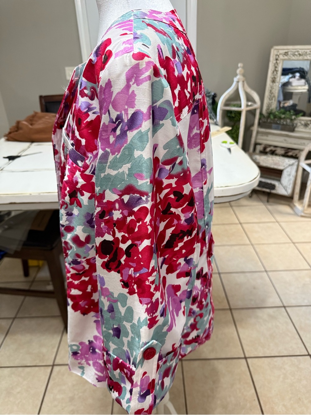 Cato Multicolor Floral Print Blazer - Pink, Purple, Aqua Size 18/20W - Picture 5 of 11
